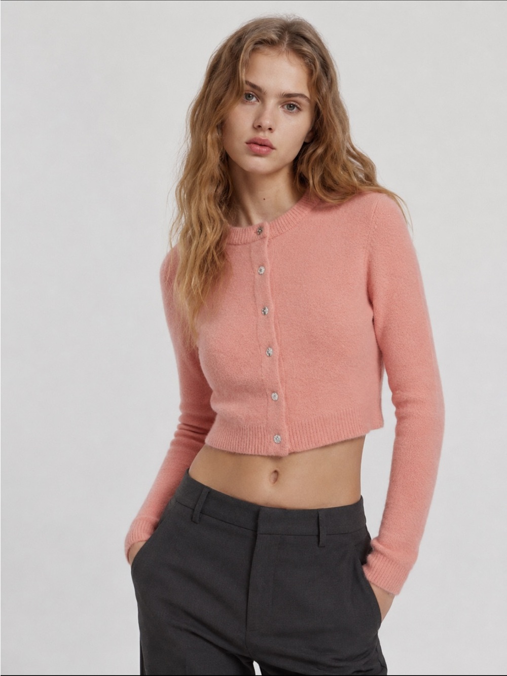 ZARA *NWT* soft Pink Button-Up cardigan
